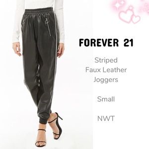 F21 | Striped Faux Leather Joggers | NWT